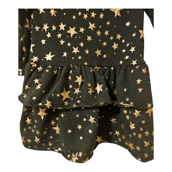 CREWCUTS Girls' Gold Stars Tiered Fleece Dress - Size Large - Picture 7 of 9